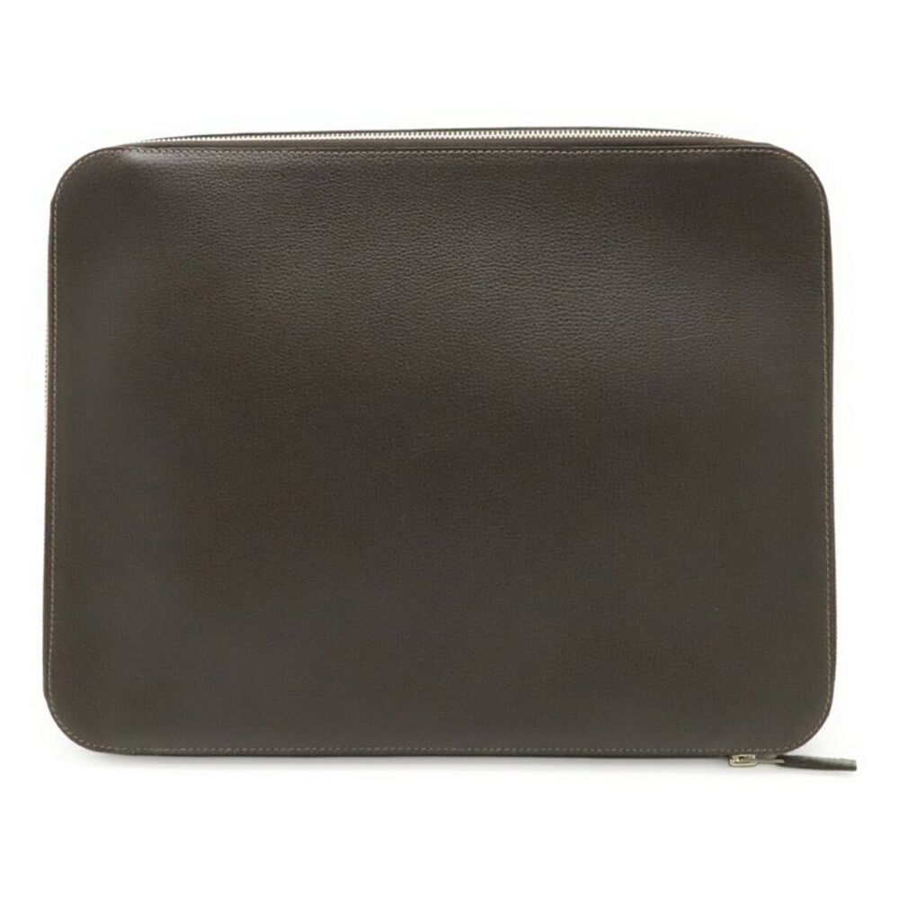 Hermes Overnight Pouch Leather Brown Black